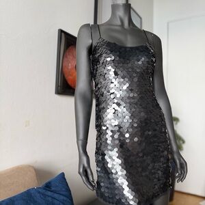 Black Sequin Mini Dress